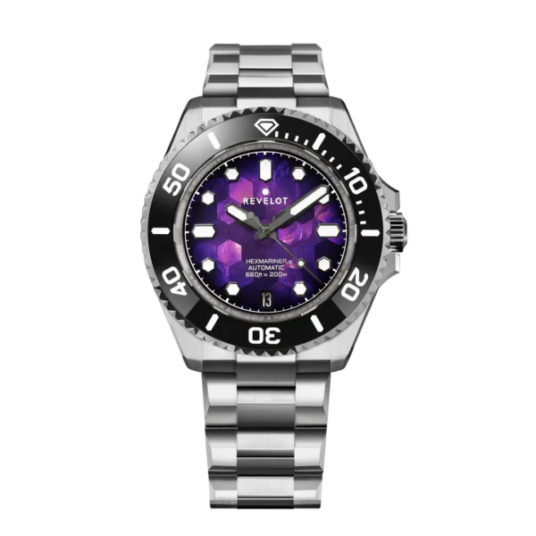 ⌚ **MICROBRAND** REVELOT HEXMARINER 39 AUTOMATIC - PURPLE MOSAIC MOTHER OF PEARL STUNNER 🤩+£100 INSTANT SITE CREDITS🤩 - Image 2