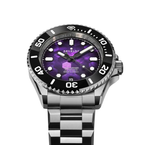 ⌚ **MICROBRAND** REVELOT HEXMARINER 39 AUTOMATIC - PURPLE MOSAIC MOTHER OF PEARL STUNNER 🤩+£100 INSTANT SITE CREDITS🤩 - Image 4