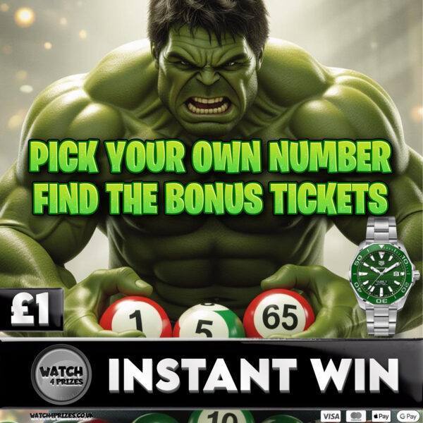 💚💚 TAG 'HULK' MINI - PICK A NUMBER FOR A QUID AND WIN 5 X TICKETS INSTANTLY!! 👀💚*12